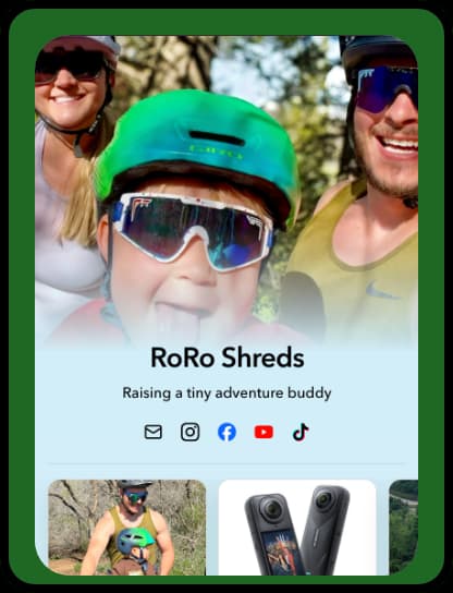 RoRoShreds link-in-bio page preview