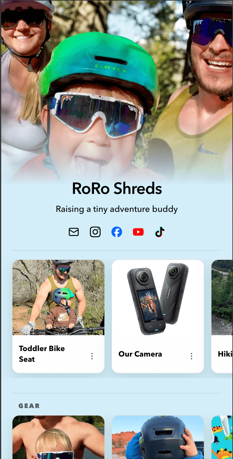 RoRo Shreds link-in-bio page preview