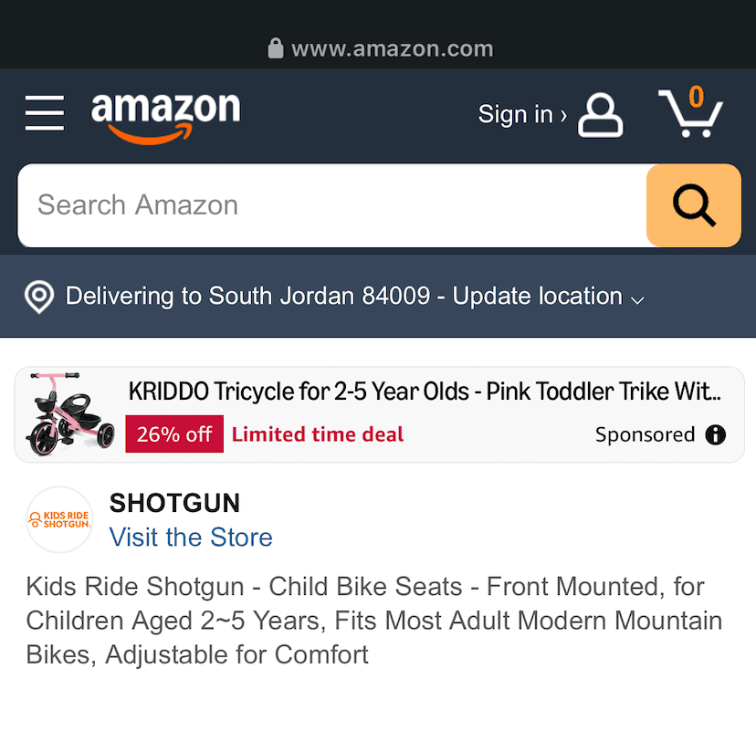 Amazon mobile web page preview