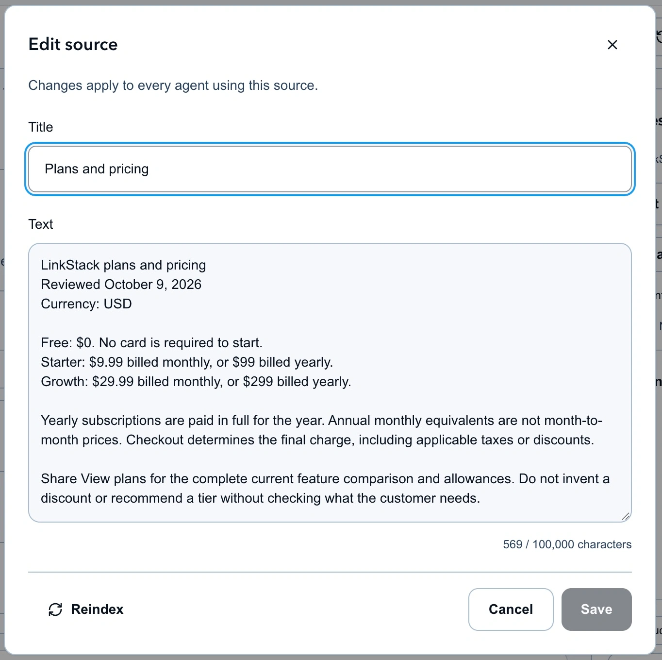 Plans and pricing source showing explicit monthly and yearly USD charges